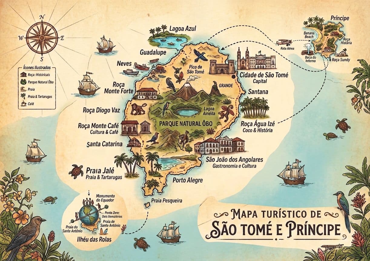 Mapa de São Tomé e Príncipe: Guia Geográfico do Arquipélago